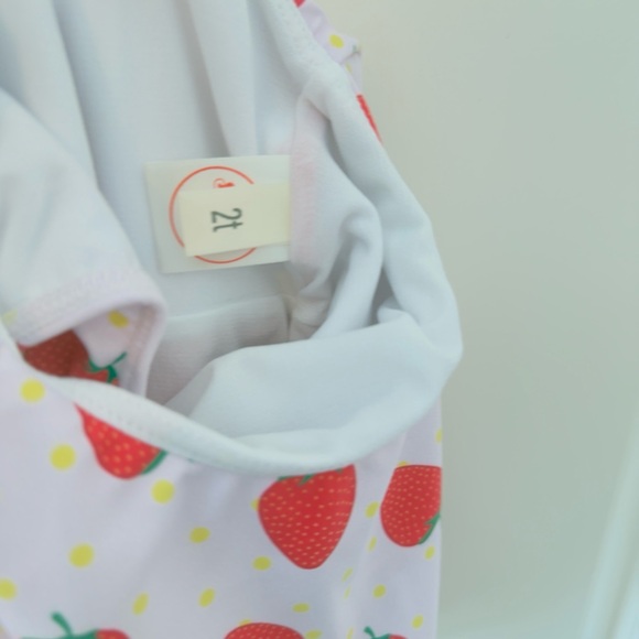 Strawberry One Shoulder Ruffle Swims - Picture 3 of 3